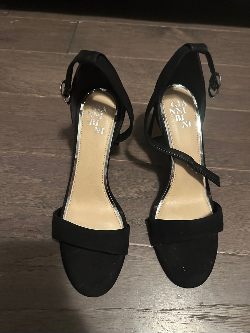 Gianni Bini Black Suede Strappy Open-Toe Heels